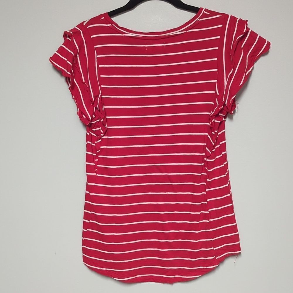 Maurices Red With White Stripe Flutter Sleeves - image 3